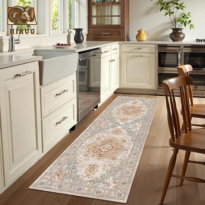 Washable Area Rug 2'6'' x 8' Vintage Traditional Persian Mat - Image 4