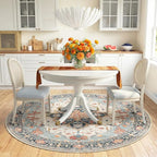 RELEANY Area Rugs Round 6ft Washable Non-Slip, Floral Vintage Distress - Image 2