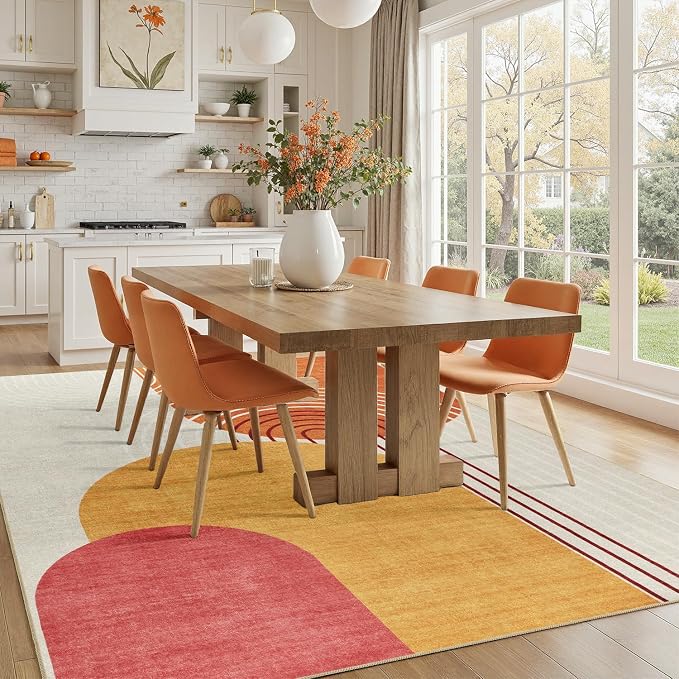 DCX Abstract Machine Washable 6x8 Rug, Mid Century Modern Rug - Image 3