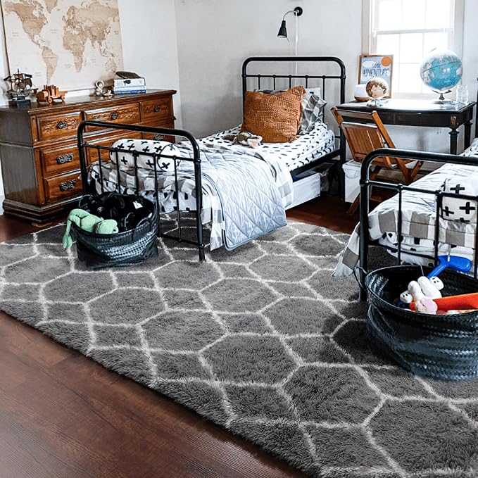 ONASAR Large Area Rugs for Living Room, 7x10 Grey and White Rug, Moroccan Thick - Image 9