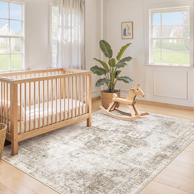 Area Rug 3x5 Washable Rug, Vintage Boho Medallion Entryway Rug Non-Slip Soft - Image 3