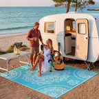 Pauwer Waterproof Outdoor Rug 8x10, Reversible Plastic Straw Patio Camping Rug - Image 8