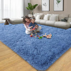 qulint Blue Rug for Living Room 8x10, Plush Fluffy Bedroom Rug 8x10 Soft Shag - Image 7
