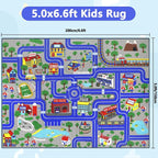 Capslpad Kids Rug Educational Play Rug 6.6' x 5' Traffic Road Kids Play Car Mat - Image 2