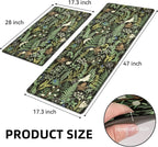 Black Green Botanical Kitchen Rugs Set of 2 Plant Leaf Anti-Fatigue Kitchen Mat - Image 2