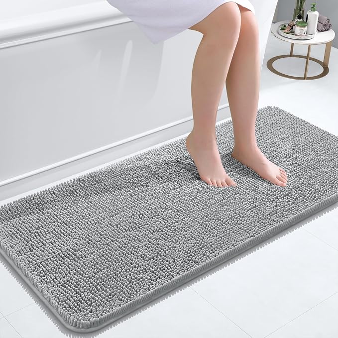 OLANLY Bathroom Runner Rugs 47x20, Soft Absorbent Chenille Bath Rugs, Rubber by OLANLY