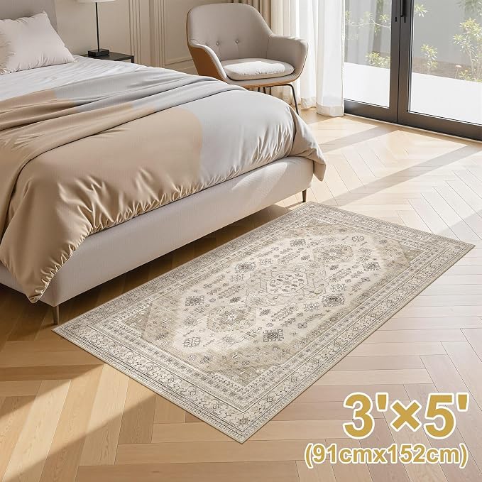 3x5 Washable Area Rug, Large Rugs - Image 3