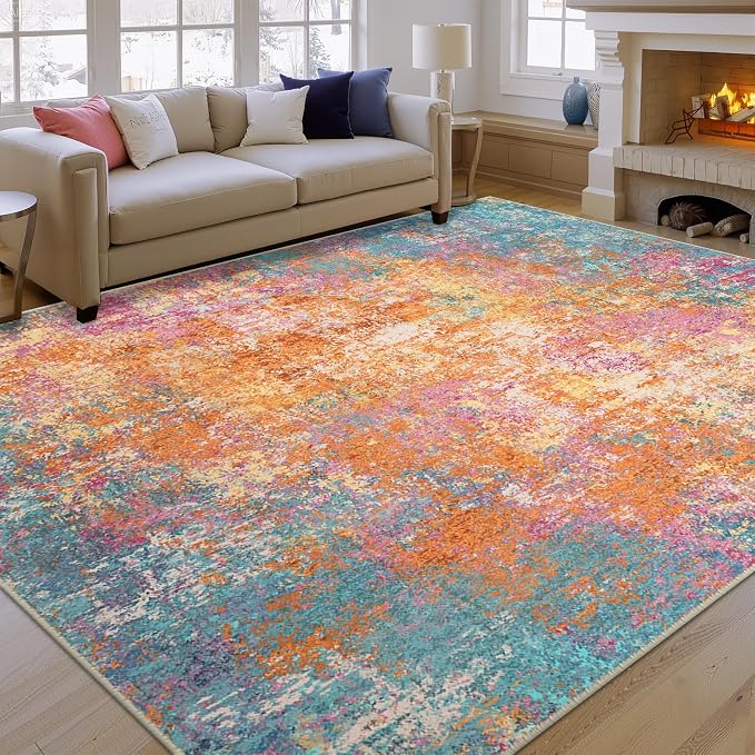 RELEANY Washable Area Rugs 6'x9' Non-Slip Modern Abstract Soft - Image 10