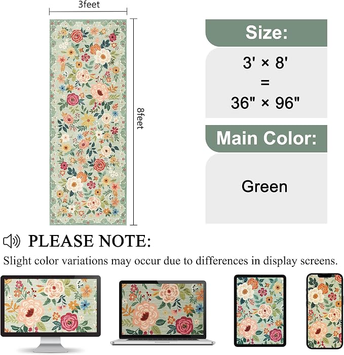 DUKINO 3x8 Runner Rug, Washable Rug - Image 2