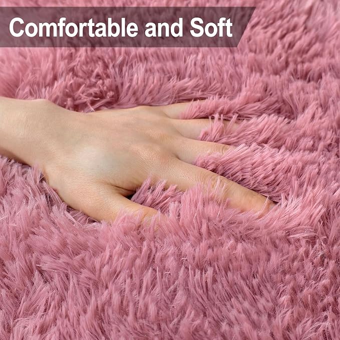 Soft Runner Rug for Bedroom Living Room, 2x8 ft Fluffy Blush Pink Rug for - Image 5