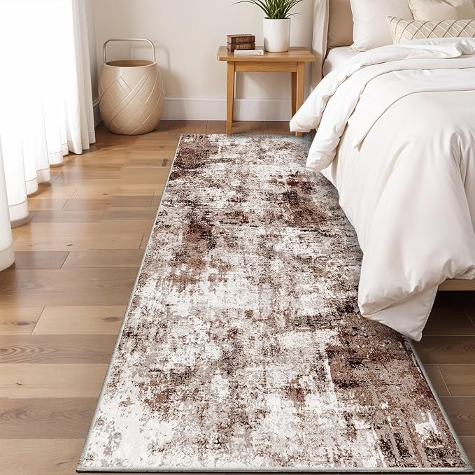 3x10 Washable Runner Rugs for Hallway: Easy-to-Clean Abstract Runners for - Image 2