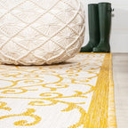 JONATHAN Y Vintage Filigree Indoor Outdoor Area Rug 8X10 Cream/Yellow, Madrid - Image 8