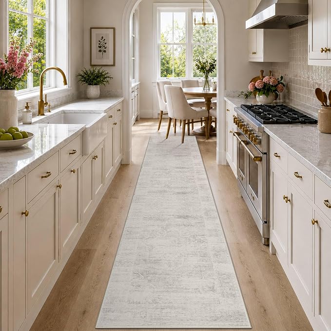 Latte&Fog 2x10 Washable Hallway Long Runner Rug, Non Slip Low Pile Ivory by LatteFog