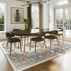 RELEANY Area Rugs 7'x9' Washable Non-Slip, Floral Vintage Distress Medallion by RELEANY