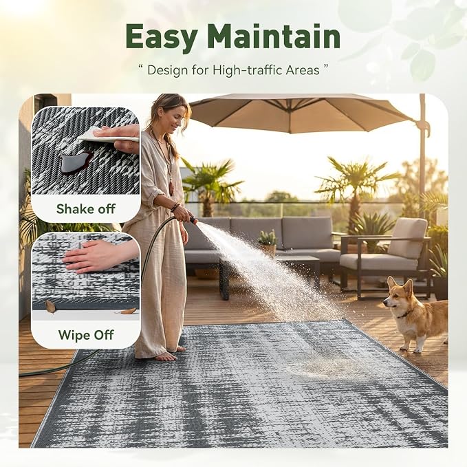 MontVoo Outdoor Rug Waterproof 5x8 ft Outdoor Carpet Patio Rug Mat Reversible - Image 8