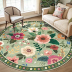 RELEANY Floral 8ft Area Rugs Washable Print Boho Cute Carpet Non Slip Flower by RELEANY