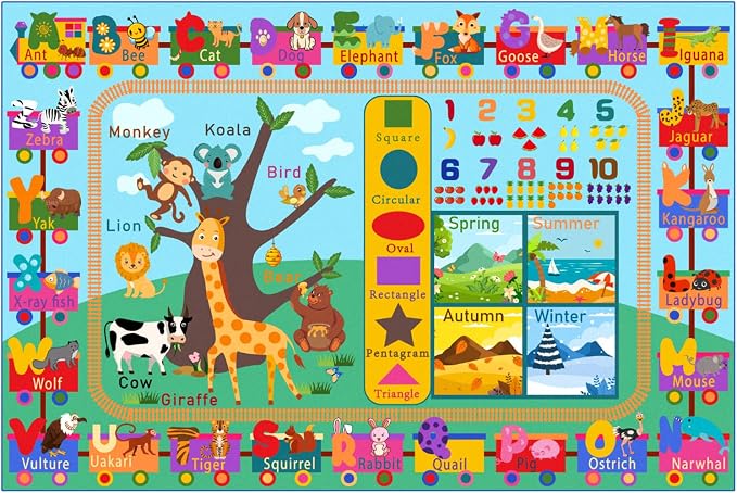Kids Rug for Playroom, 4x6 ABC Educational Carpet for Classroom, Fun Alphabet - Image 2