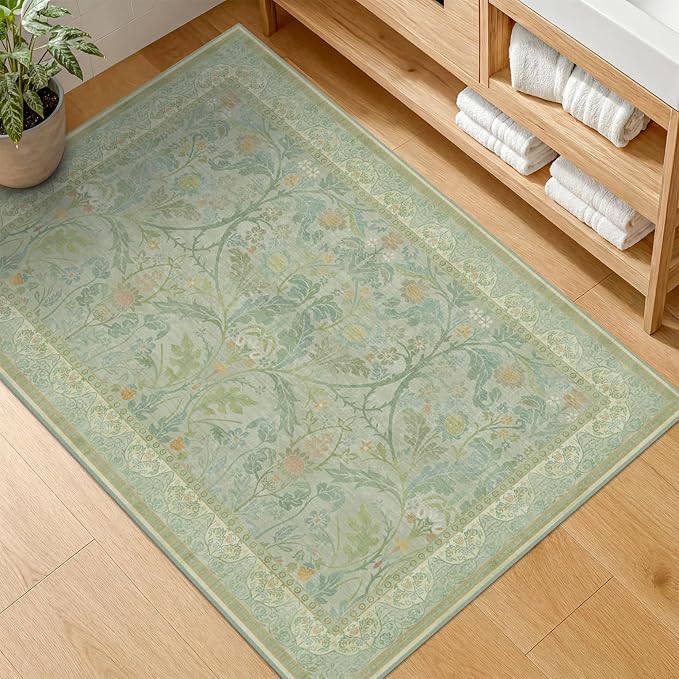 Boho Sage Green Bathroom Rugs, 2x3 Soft Washable Non Slip Small Area Rug - Image 8
