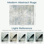 Area Rug 6x9 Washable Rugs for Living Room Blue Beige, Modern Abstract Non-Slip - Image 2