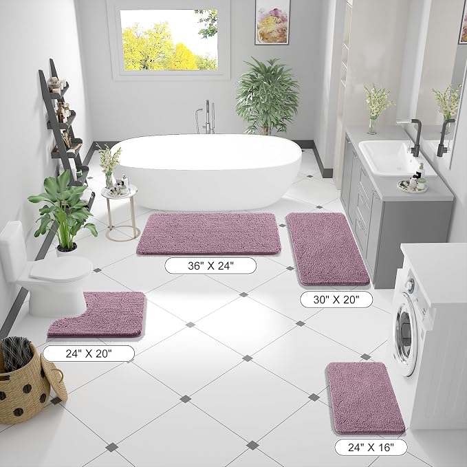 OLANLY Bathroom Runner Rugs 47x24, Soft Absorbent Chenille Bath Rugs, Rubber - Image 2