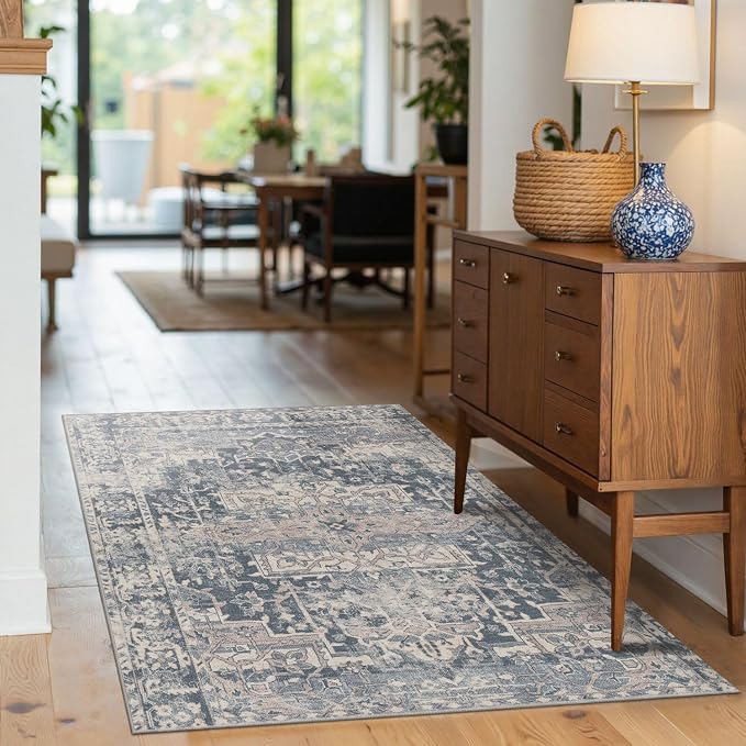 Rugxara 3x5 Rug for Entryway Bedroom, Vintage Retro Boho Throw Rug, Non Slip & - Image 2