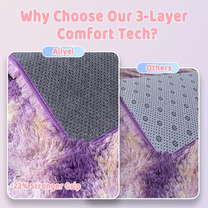 Shag Rugs for Living Room 5x7, Ultra Soft Abstract Purple Big Fuzzy Rugs for - Image 6