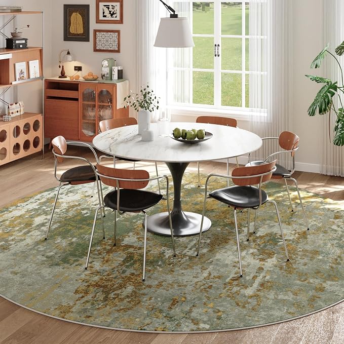Green Round Area Rugs 4ft Washable Circle Rug - Image 5