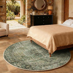 4x4 Round Bedroom Rug Washable: Living Room Rugs Stain Resistant Non Slip Low - Image 5
