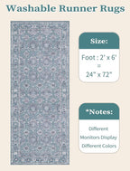 SERISSA Boho Washable Runner Rug, 2x6 Rug Non-Slip Vintage Floral Hallway - Image 6