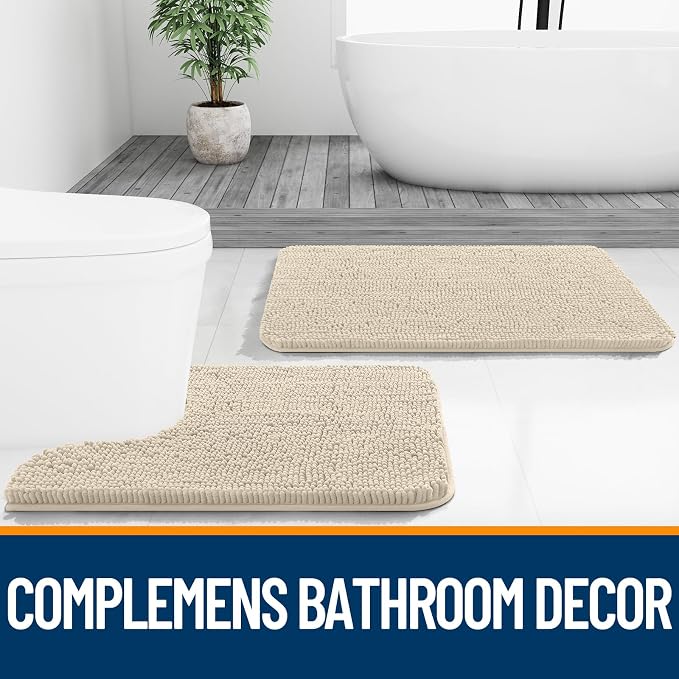 OLANLY Bathroom Runner Rugs 44x24, Extra Soft Absorbent Chenille Bath Rugs - Image 8
