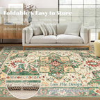 Area Rug 8x10 Washable Rug, Vintage Boho Medallion Rugs Non-Slip Soft Low Pile - Image 7