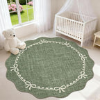 GarveeHome Scalloped Bow Rug for Living Room, 4ft Round Rugs Washable Solid - Image 2