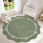 GarveeHome Scalloped Bow Rug for Living Room, 6ft Round Rugs Washable Solid - Image 2