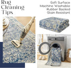 BILEEHOME Vintage Blue Kitchen Rugs 2x3 Dark Blue Distressed Low Pile Area Rug - Image 4