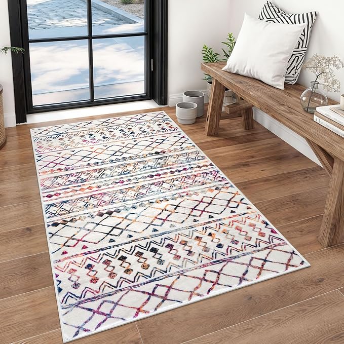 KUTA 3x5 Rugs for Entryway Boho Area Rug for Living Room, Moroccan Multi-Color by KUTA
