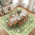 RELEANY Area Rugs Square 10ft Washable Non-Slip, Floral Vintage Distress by RELEANY