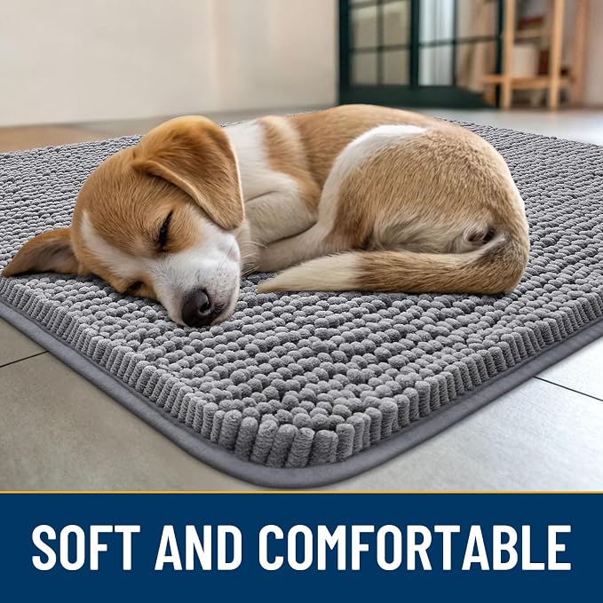 Smiry Dog Door Mat for Muddy Paws 54x24, Absorbent Dirt Trapper, Non-Slip - Image 2