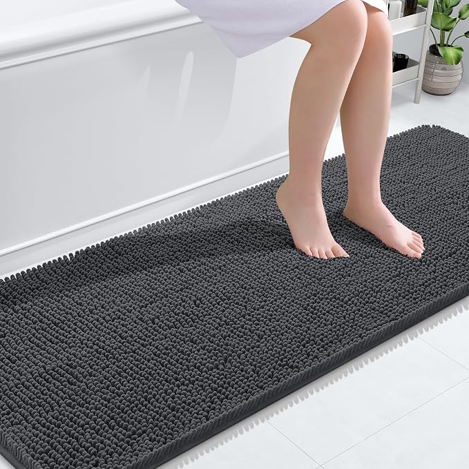 OLANLY Bathroom Runner Rugs 70x24, Soft Absorbent Chenille Bath Rugs, Rubber by OLANLY