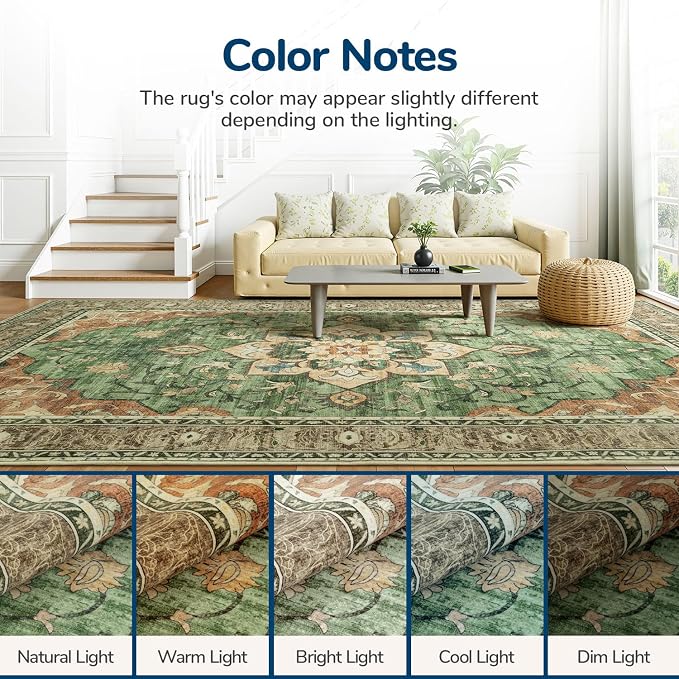 Lessymo Washable Area Rug for Living Room, 9x12 Large Rugs - Image 9