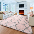 ONASAR 7x9 Area Rugs for Living Room Bedroom, Large Fluffy Pink and Grey Throw - Image 8
