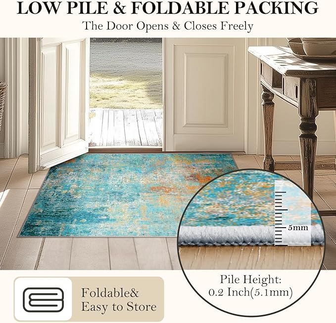 RELEANY Washable Area Rugs 7'x9' Non-Slip Modern Abstract Soft - Image 9