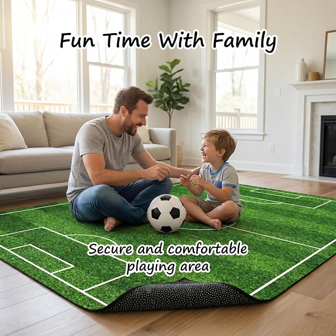 Soccer Rug for Kids, 78.7" x 59" Soccer Field Area Rug | Soccer field design - Image 4