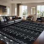 SERISSA 7x10 Area Rugs for Living Room, Washable Non-Slip Black and White Boho by SERISSAHomeDecorCollection