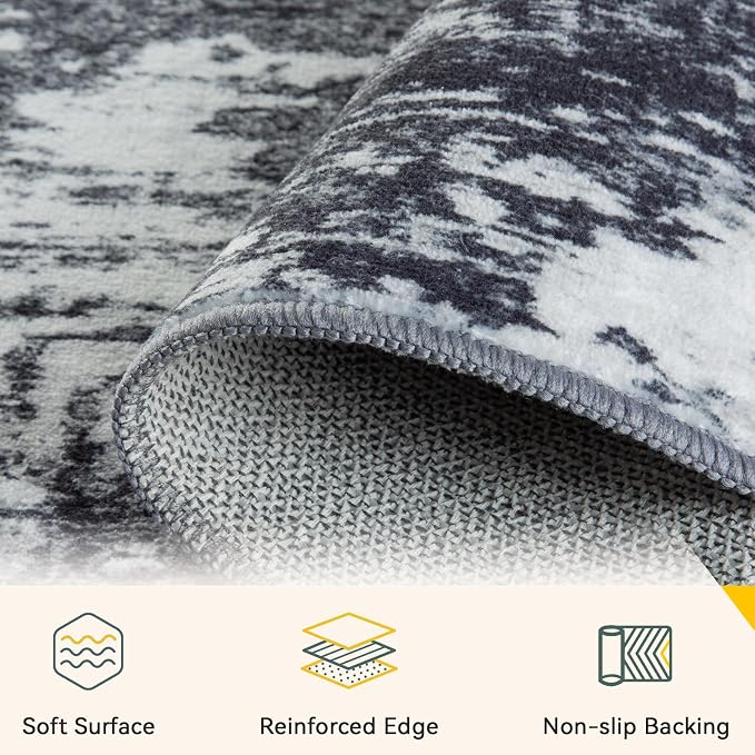 RELEANY Washable Area Rugs 2'x3' Non-Slip Modern Abstract Soft - Image 3