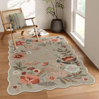 Lahome Floral Washable Rugs for Bedroom, 4X6 Area Rug Ultra-Thin Soft Living by Lahome