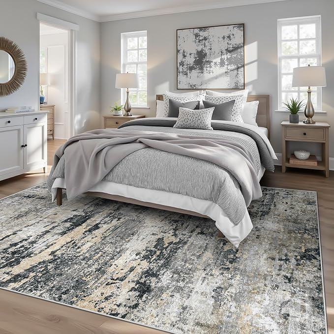 pmtsns Area Rugs 5x7 for Living Room: Washable Rug Modern Abstract Neutral Soft - Image 2