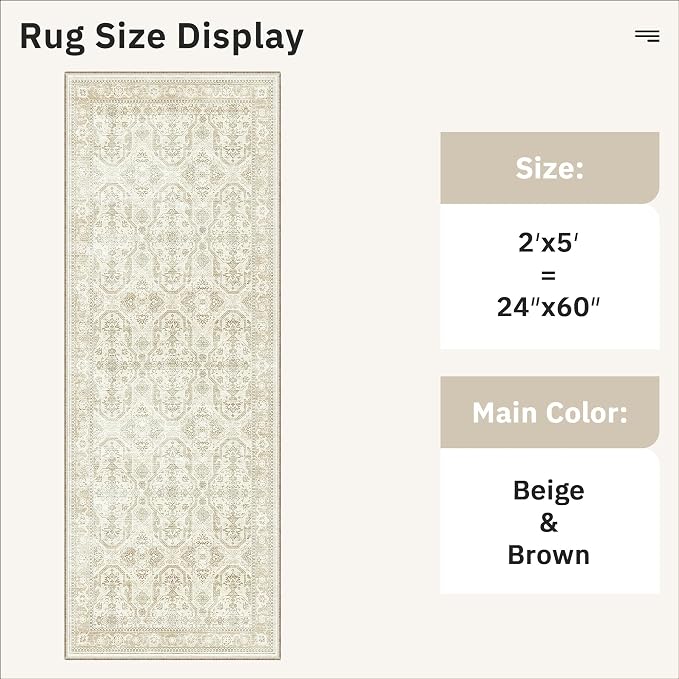 Soalmost Runner Rug 2x5 Washable Non-Slip Kitchen Runner Rugs - Image 5