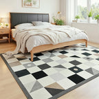 Terrug Grey and Beige Geometric Checkered Rug - Image 3