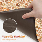 Collive Fall Orange Floral Kitchen Mats, Cushioned Anti Fatigue Kitchen Rug Set - Image 4