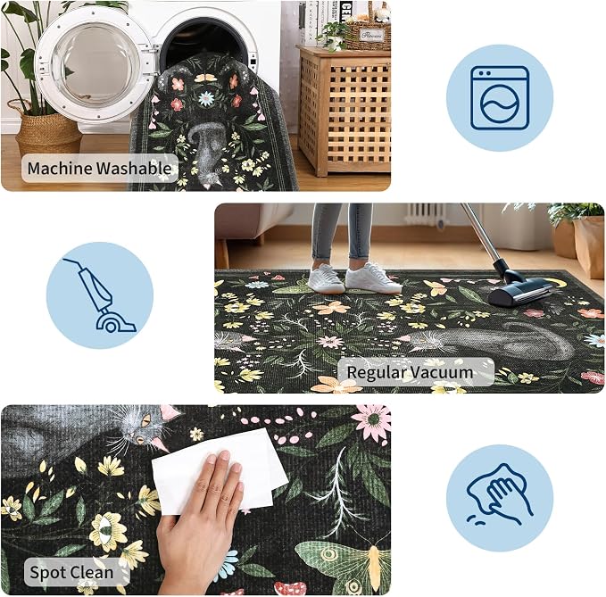 GarveeHome 5x7 Cat Area Rug Black Washable Rugs - Image 6